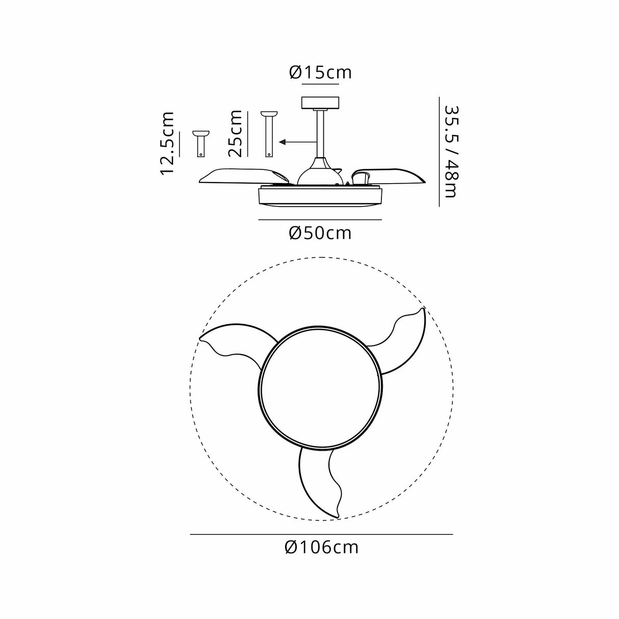Alaska CCT Dimmable LED Ceiling Fan Light With Remote & APP Control - White