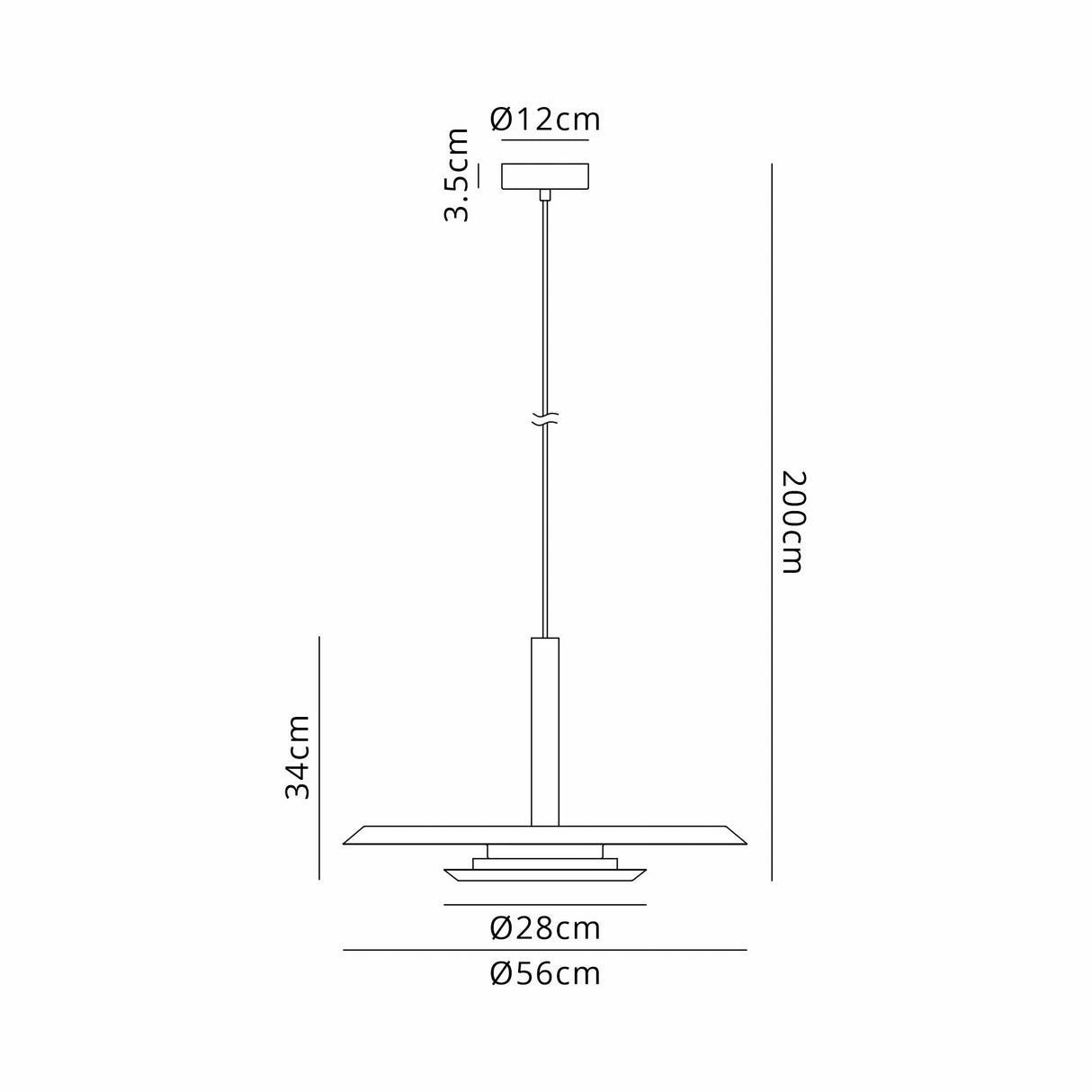 Tina 56cm LED Pendant Light 24W 3000K - White & Black