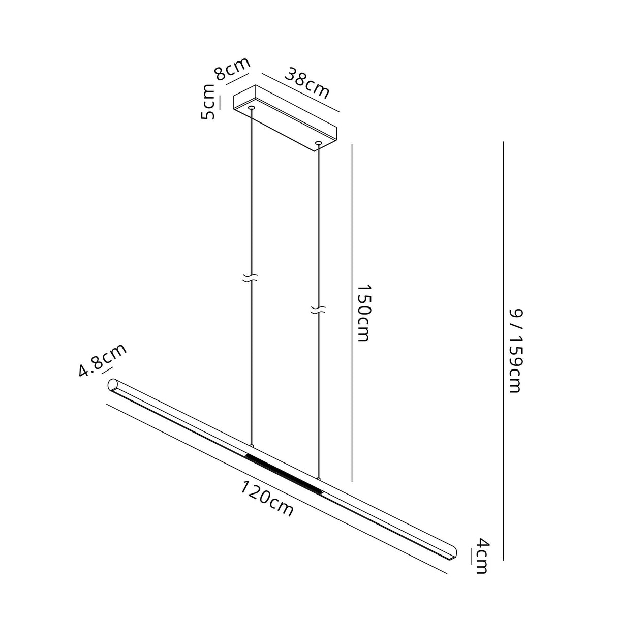 Lineal 1.2m LED Linear Suspension Light 24W 3000K - Sand Black