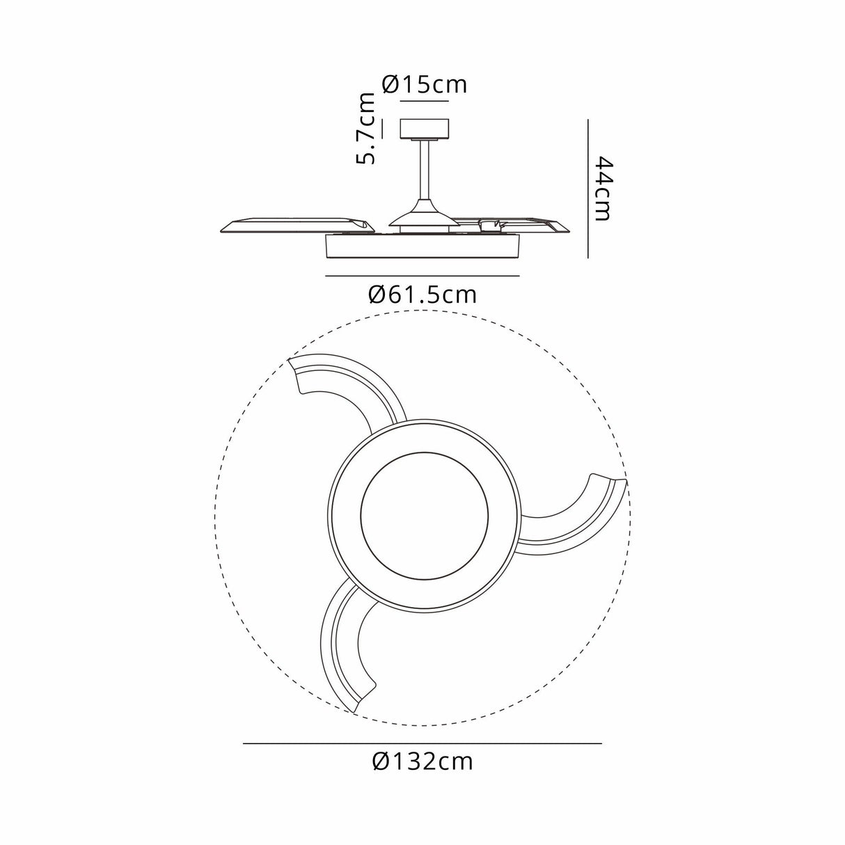 Niseko L CCT Dimmable LED Ceiling Fan Light With Remote Control - White/Brown