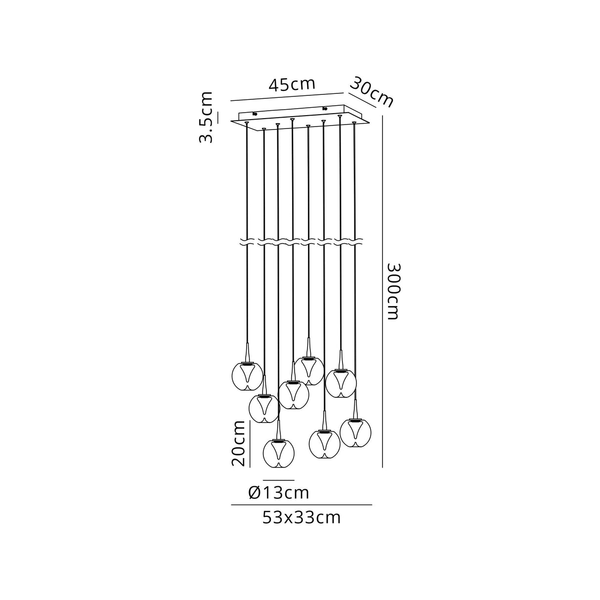 Andromeda 8 Light LED Crystal Bar Pendant Light - Multicoloured