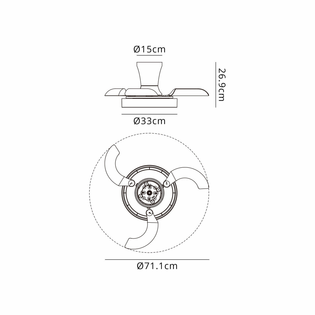 Niseko XS CCT Dimmable LED Ceiling Fan Light With Remote Control - Brown/White