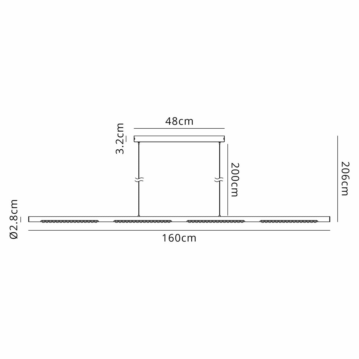 Meca LED Linear Suspension Light 35W 4000K - White