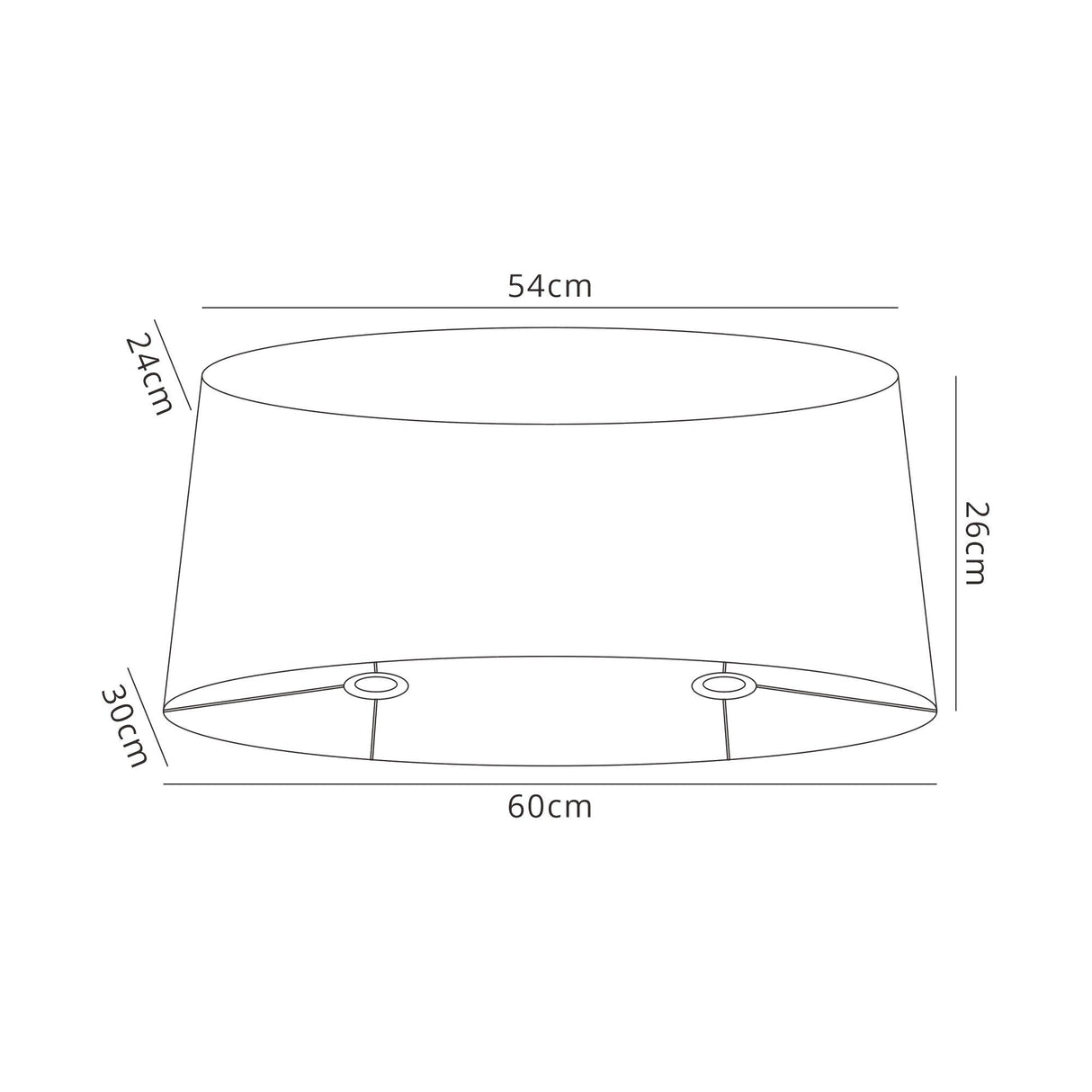 Louise Oval Organza Lampshade - White, 54/60cm x 26cm