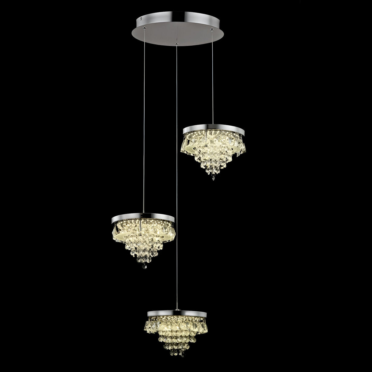 Essari LED Crystal Cluster Pendant Light - Chrome