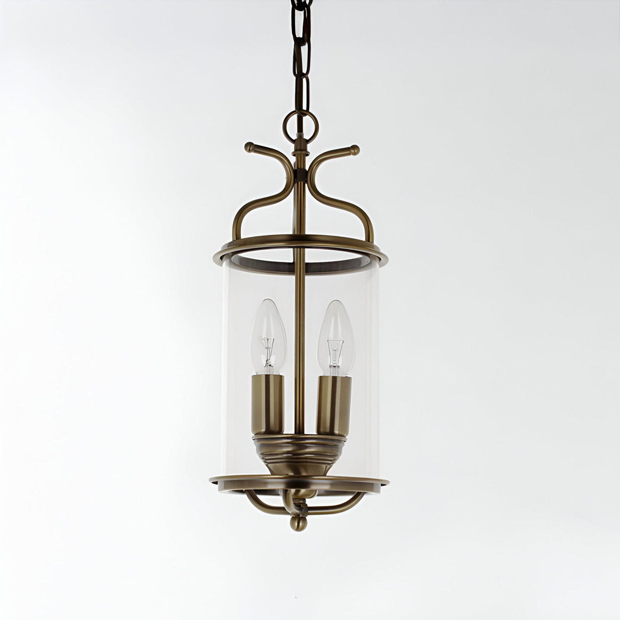 Wexford 2 Light Blown Glass Lantern - Antique Brass