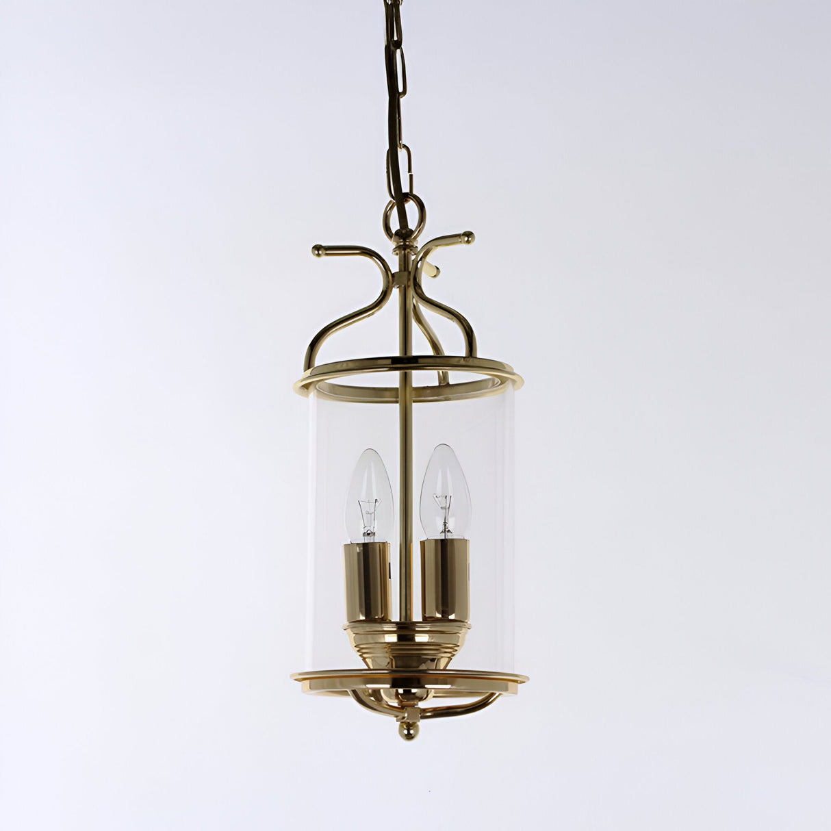 Wexford 2 Light Blown Glass Lantern - Polished Brass