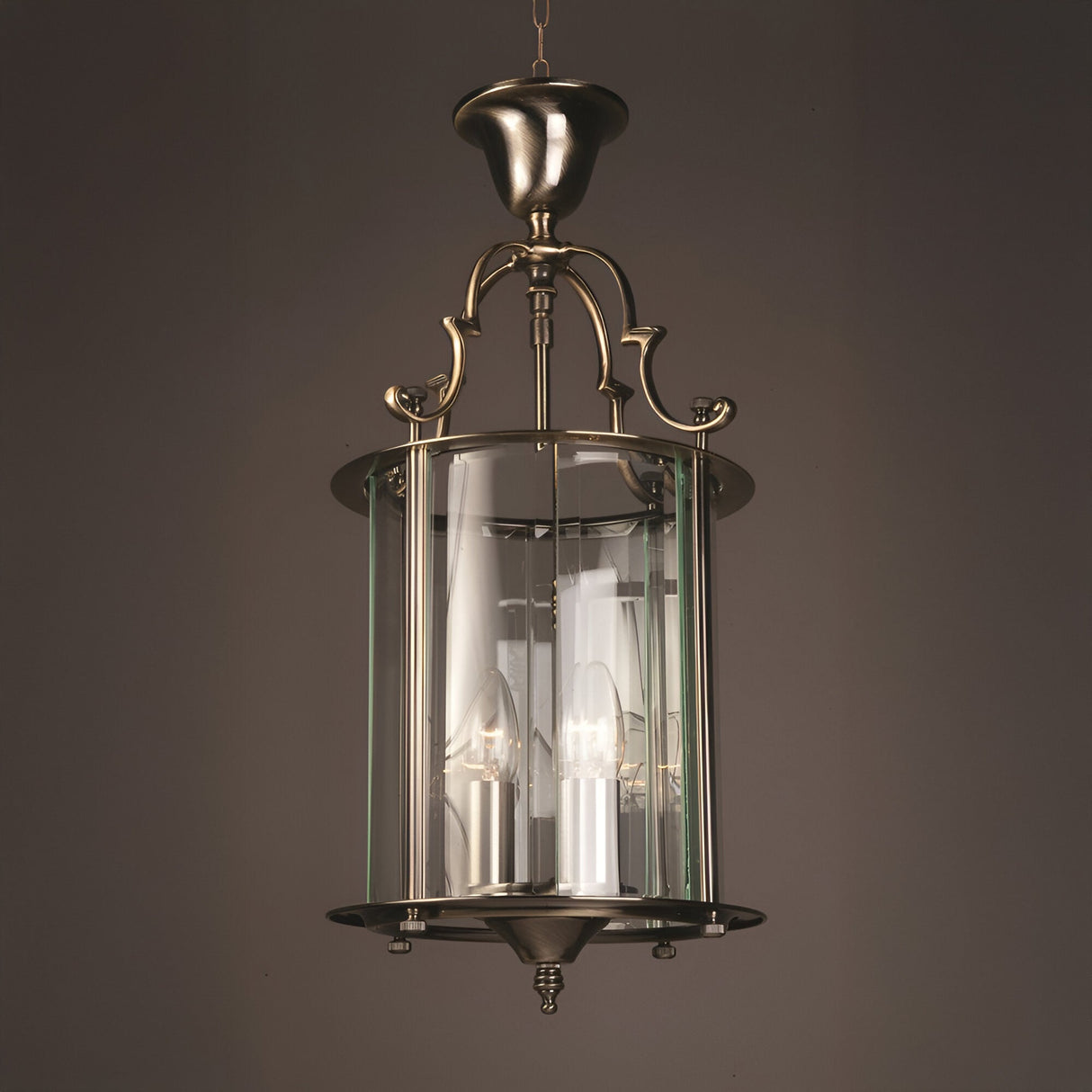 Colven 3 Light Glass Lantern - Antique Brass