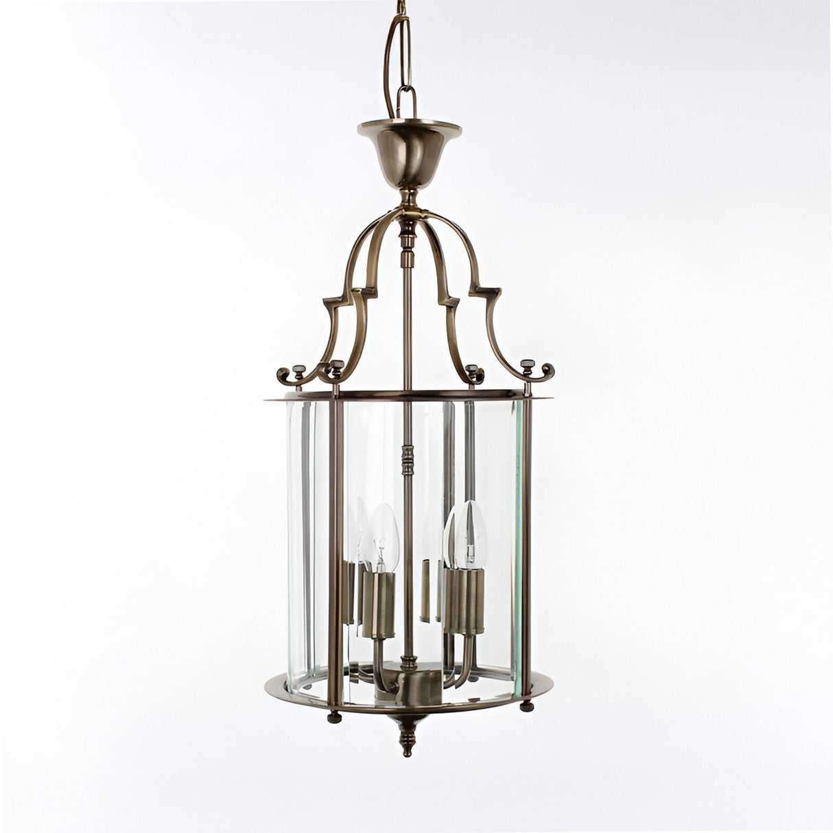 Colven 4 Light Glass Lantern - Antique Brass
