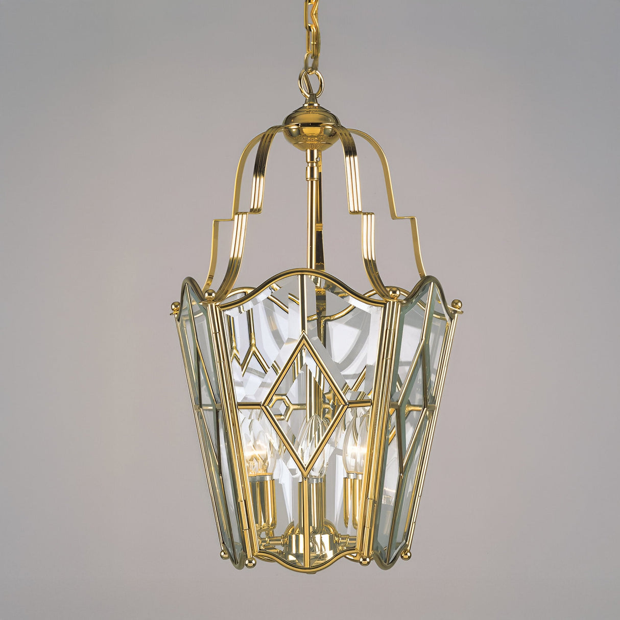 Aliston 4 Light Glass Lantern - Polished Brass