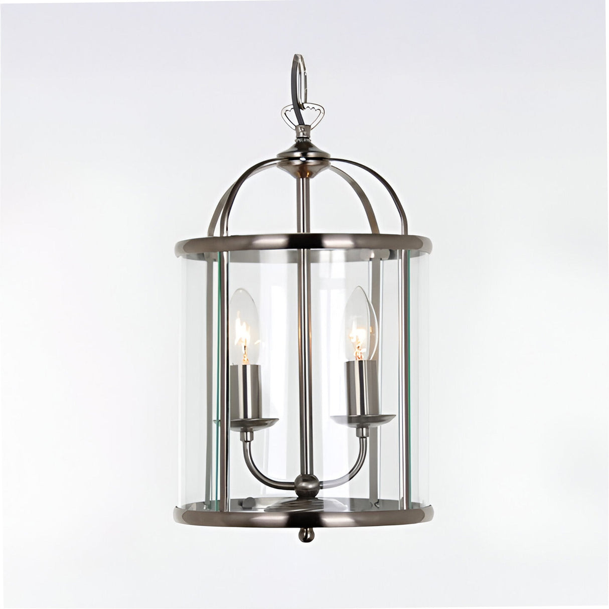 Orell 2 Light Glass Lantern - Satin Nickel