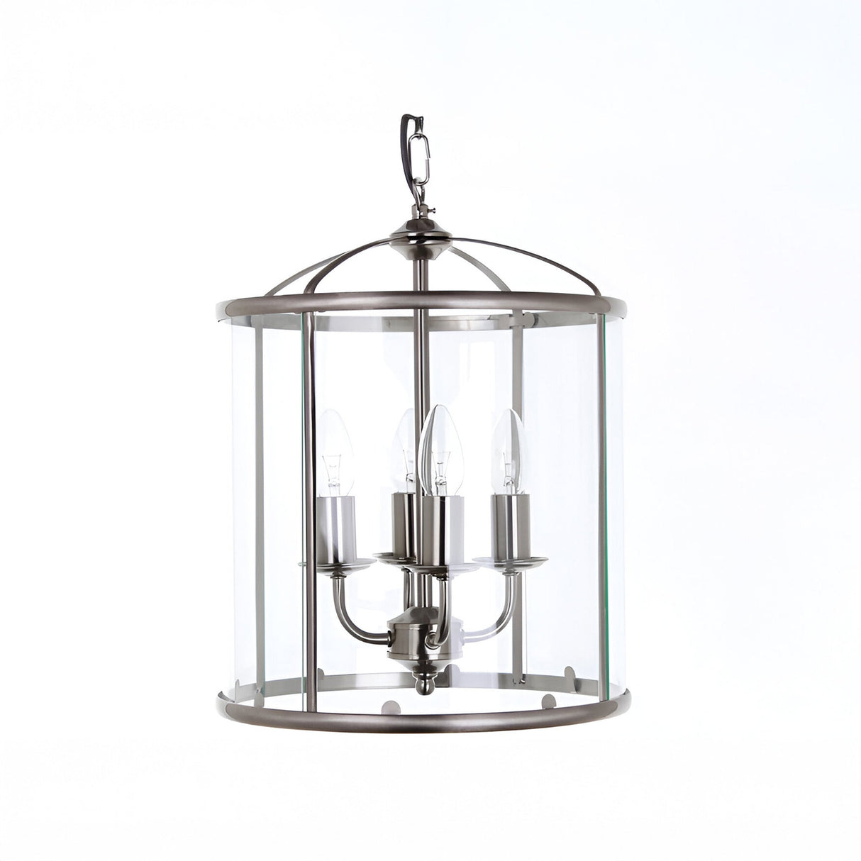 Orell 4 Light Glass Lantern - Satin Nickel