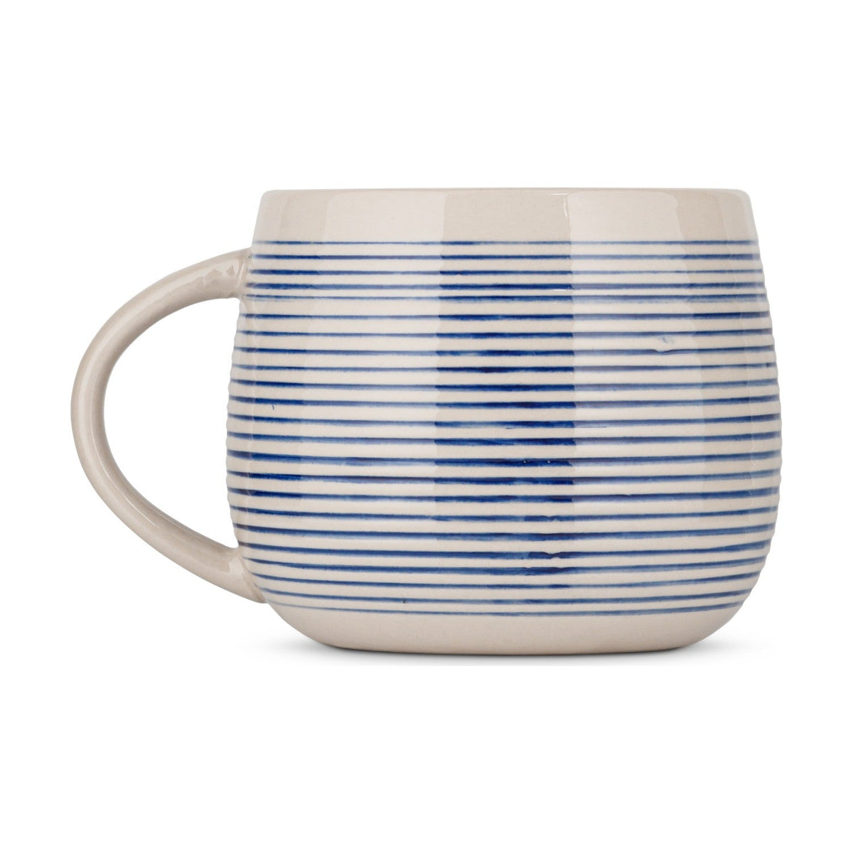 Lin Oversized Striped Ceramic Mug - Blue & White