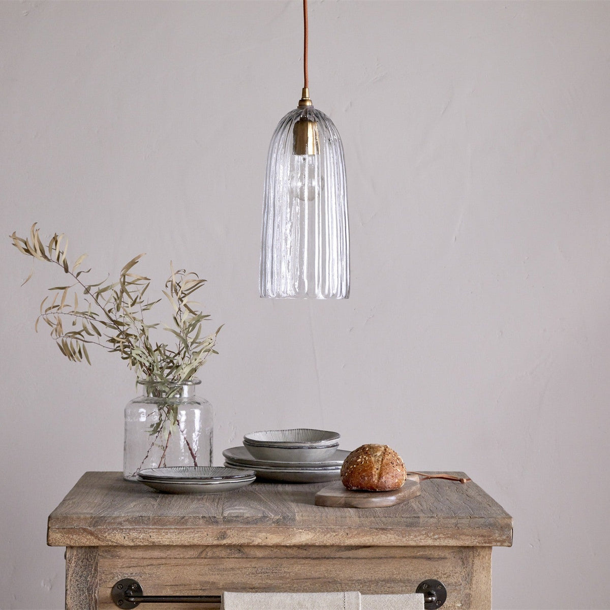 Lumina Fluted Recycled Glass Pendant Light - Clear