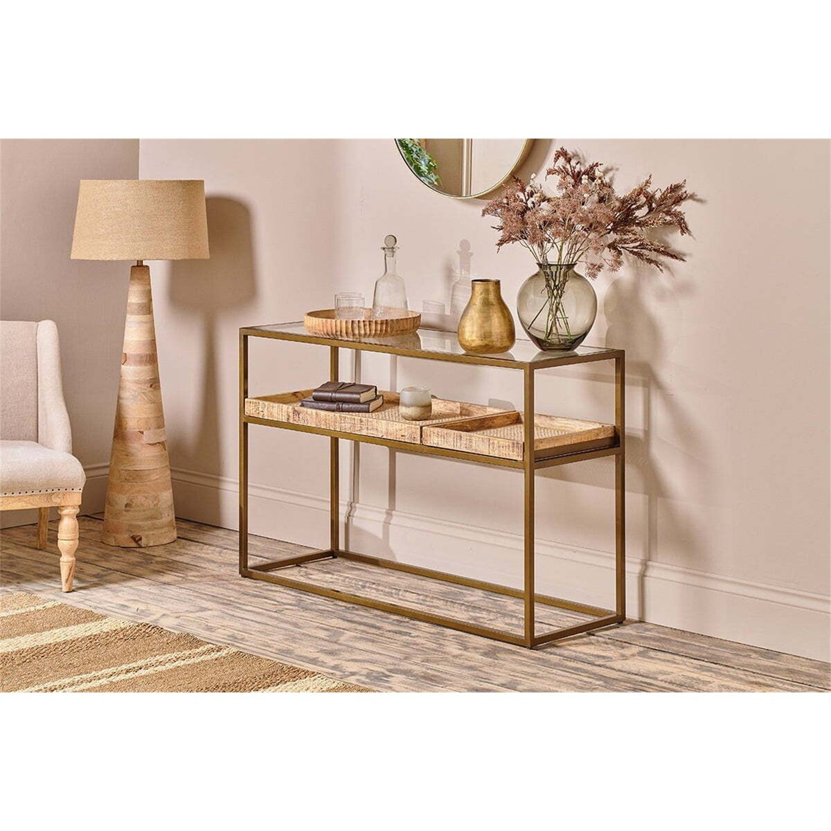 Luzon Display Console Table - Brass
