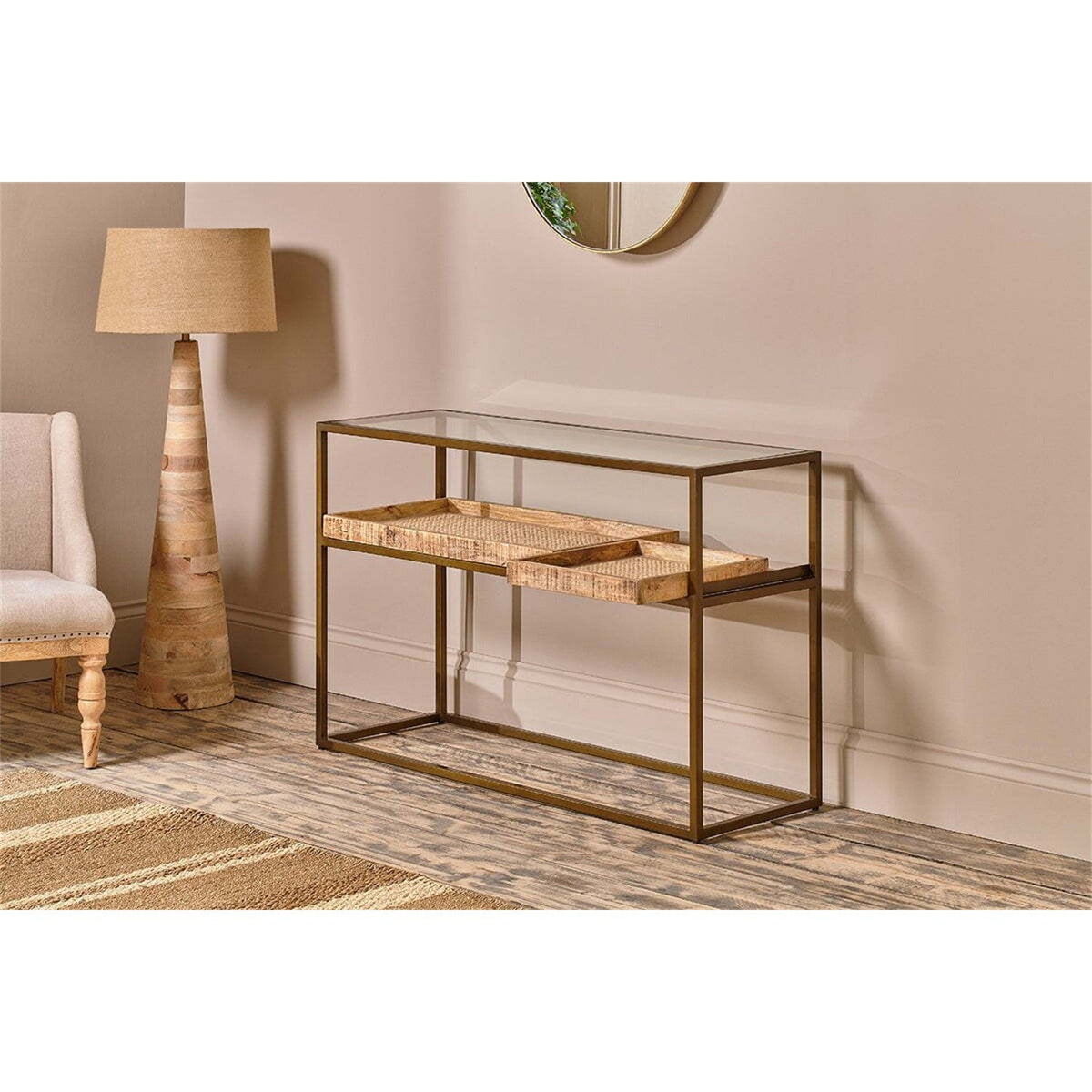 Luzon Display Console Table - Brass