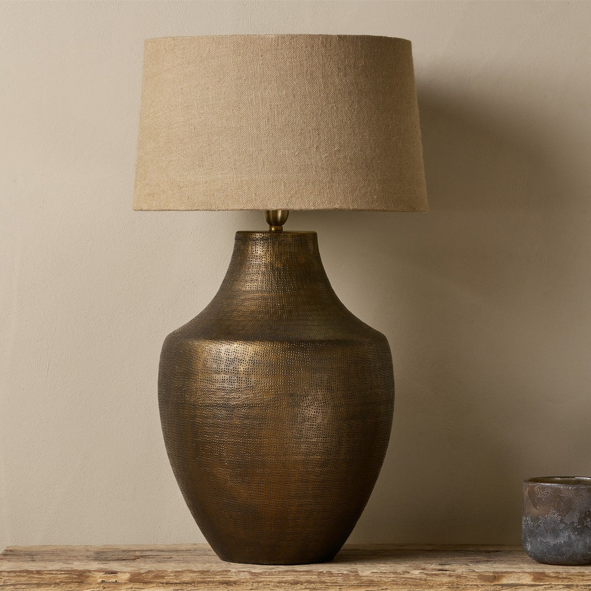 Tanda Extra Large Etched Lamp Base - Antique Brass