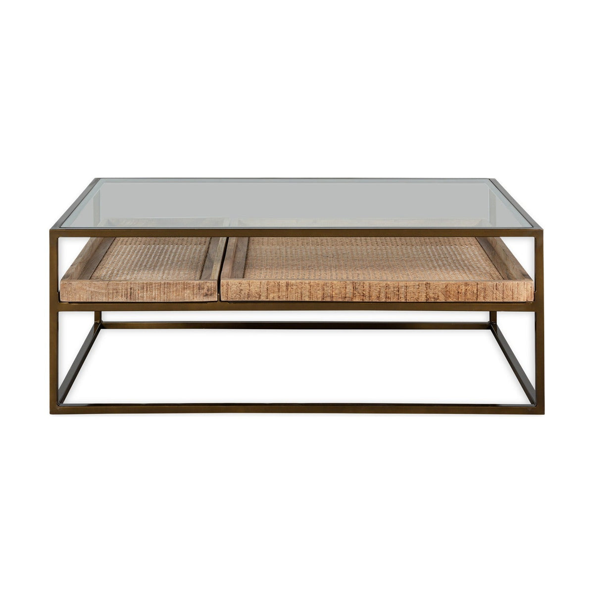 Luzon Iron & Mango Wood Display Coffee Table - Brass