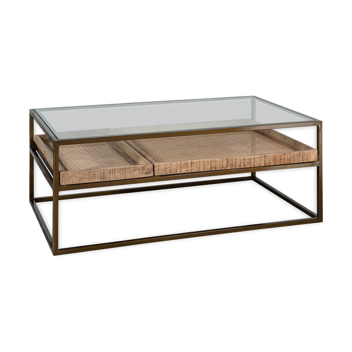 Luzon Iron & Mango Wood Display Coffee Table - Brass