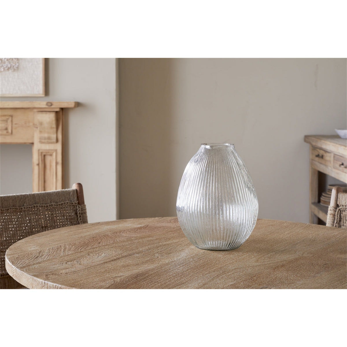 Linsy Small Ribbed Recycled Glass Vase - Clear