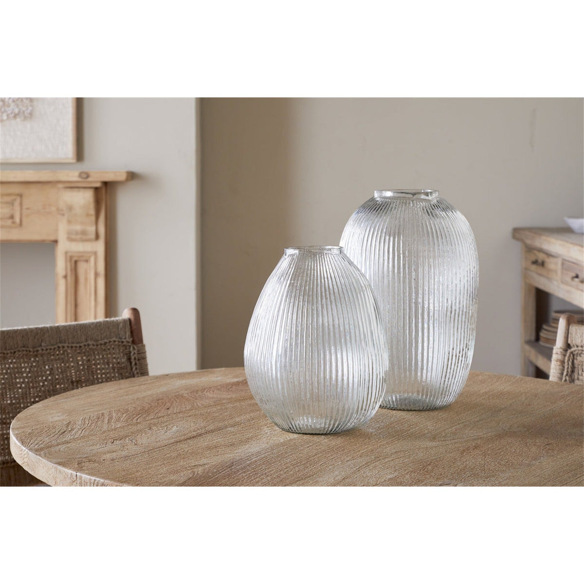 Linsy Small Ribbed Recycled Glass Vase - Clear