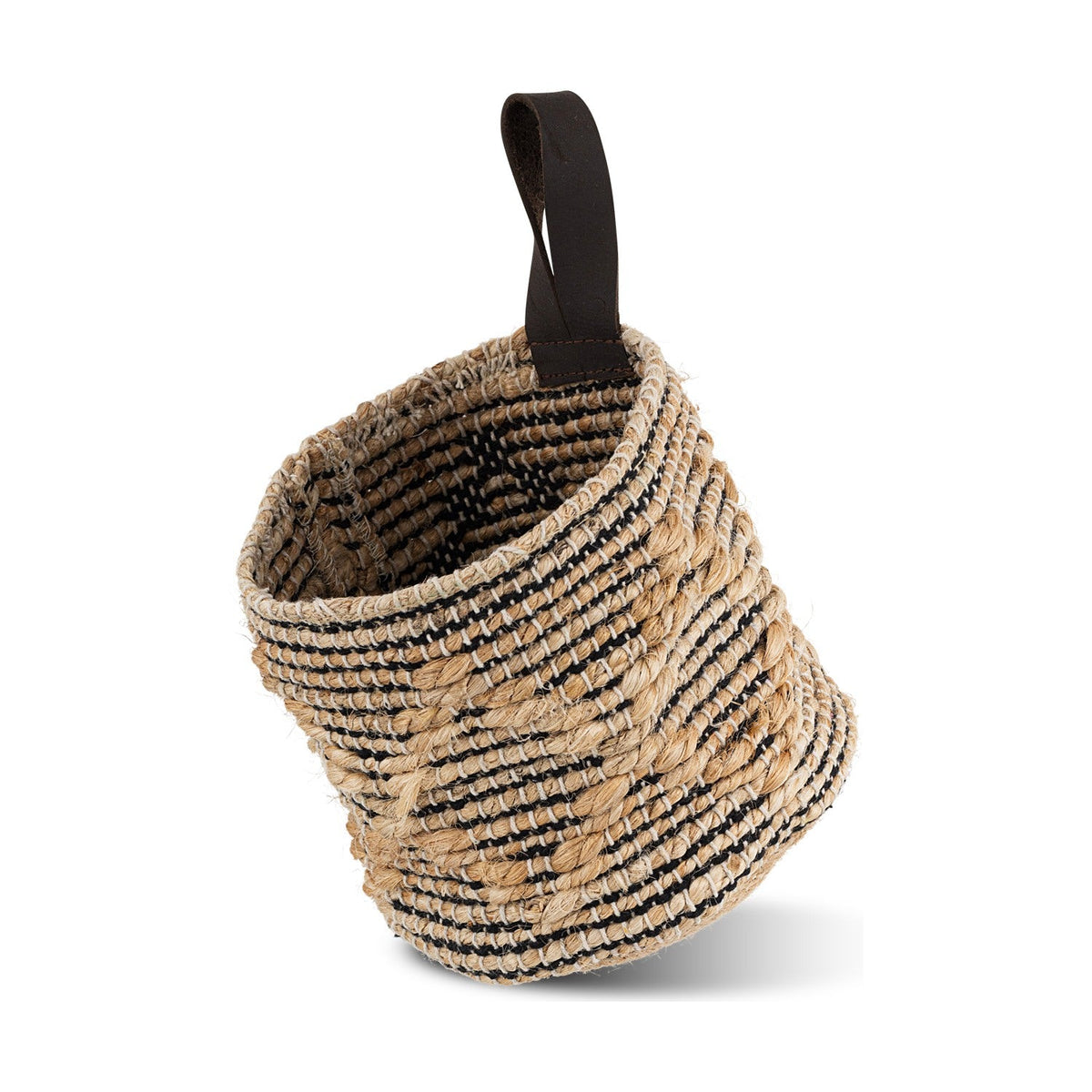 Mannu Small Wall Hung Storage Basket - Natural & Black