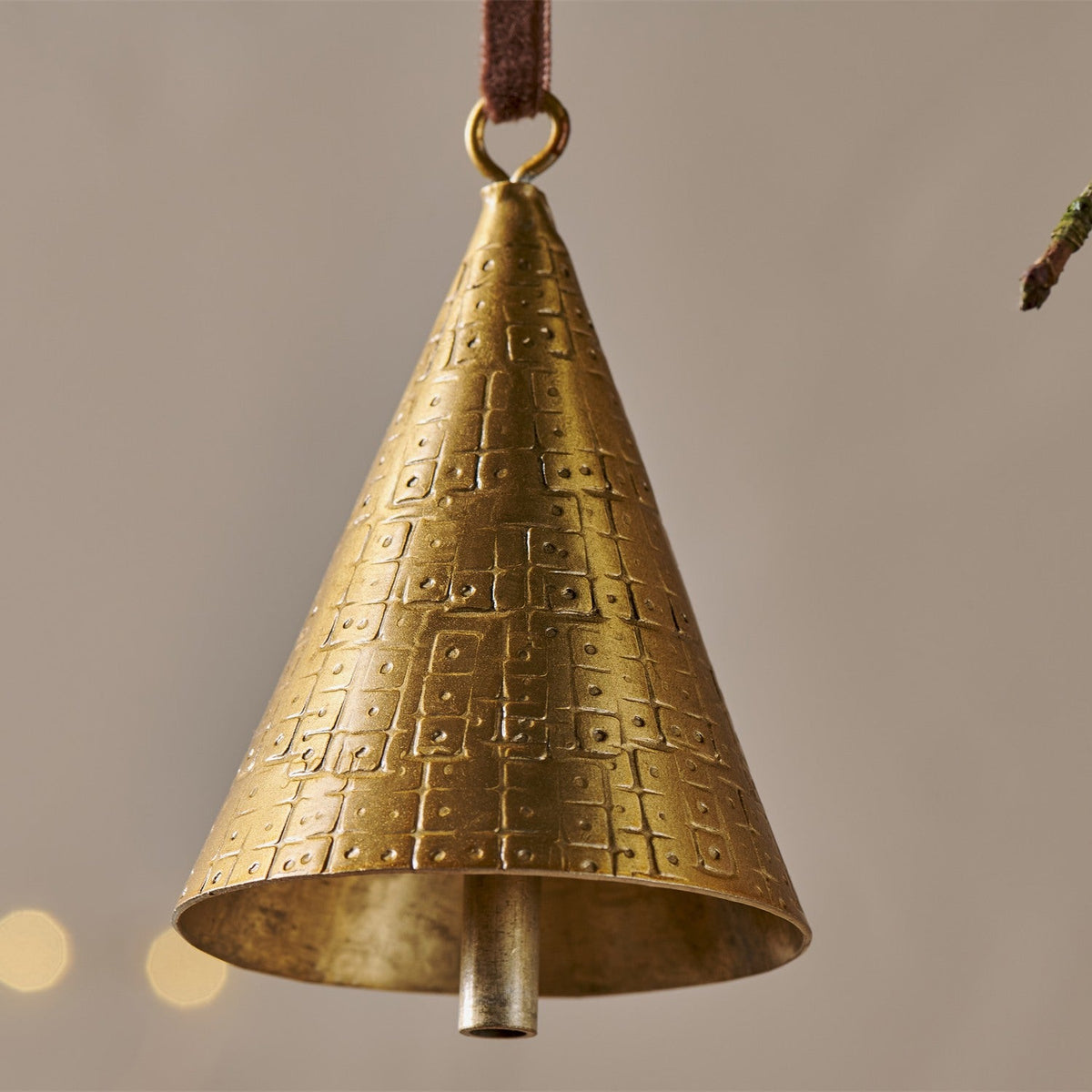 Manya Hammered Bell Baubles - Brass - Set of 3