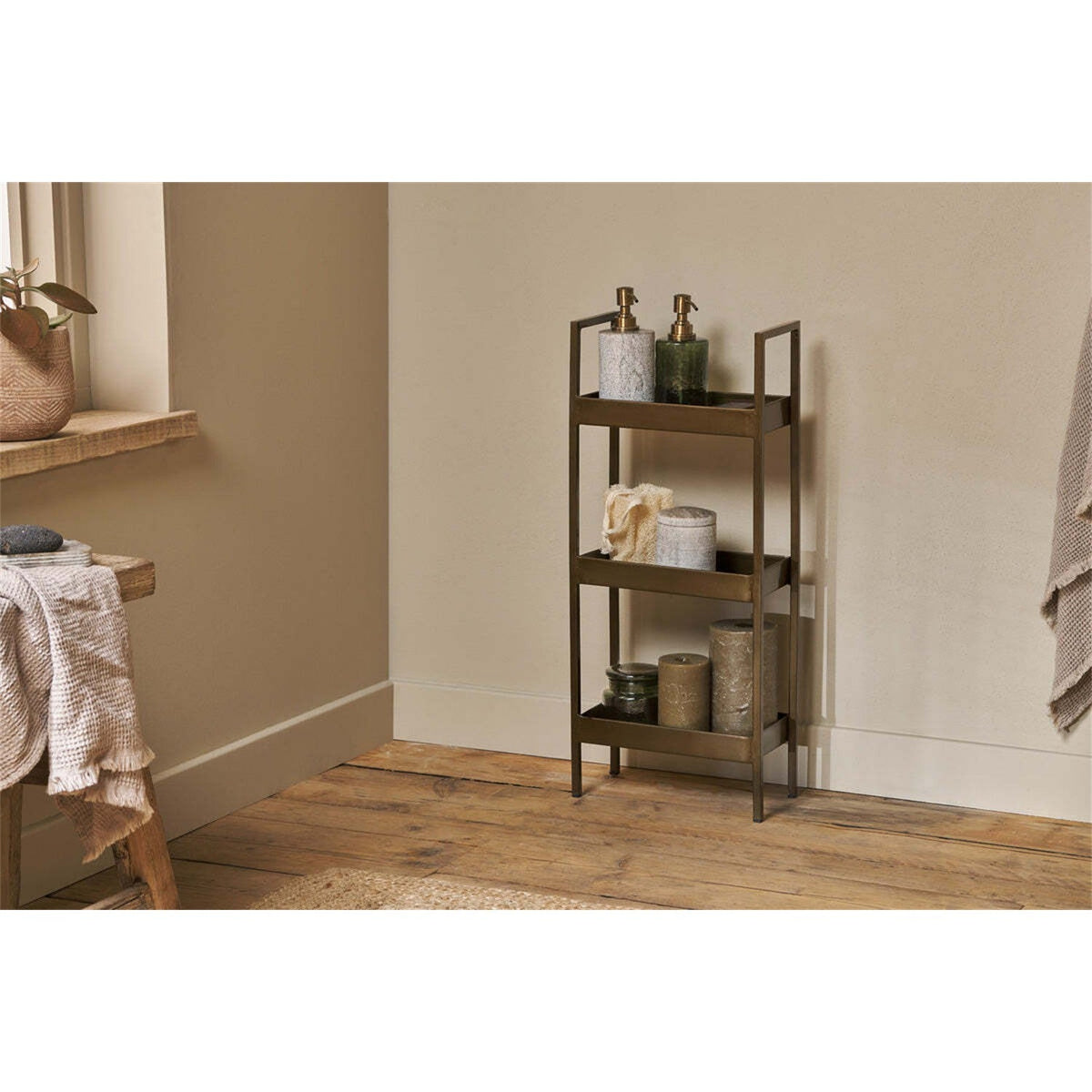 Mahi Bathroom Storage Caddy - Antique Brass