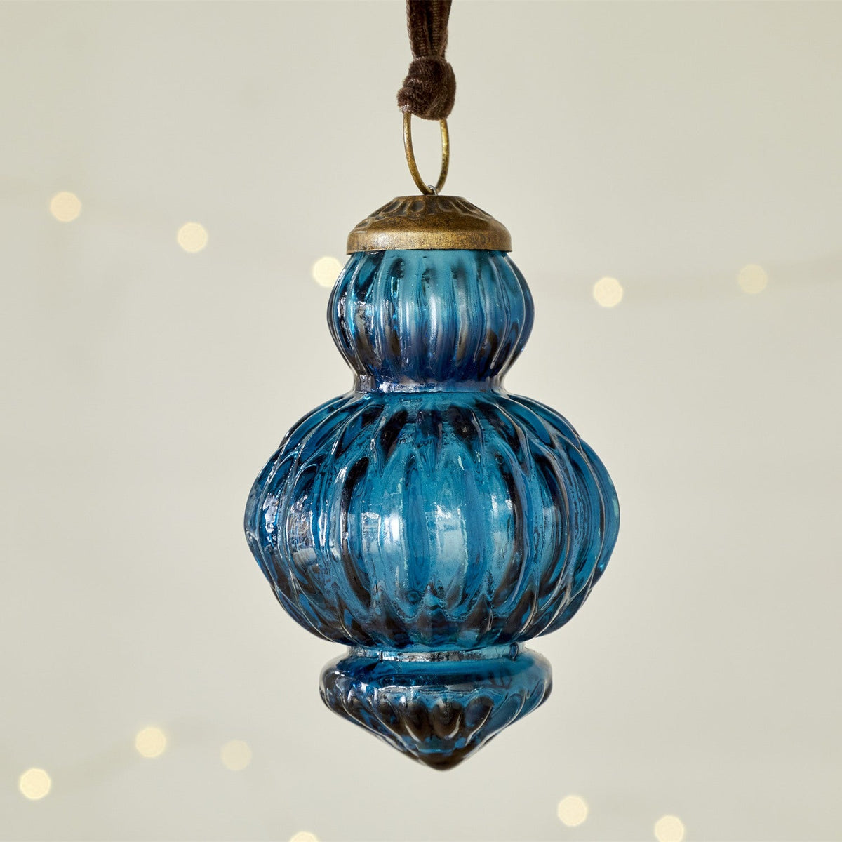 Manipur Ribbed Glass Baubles - Indigo - Set of 3