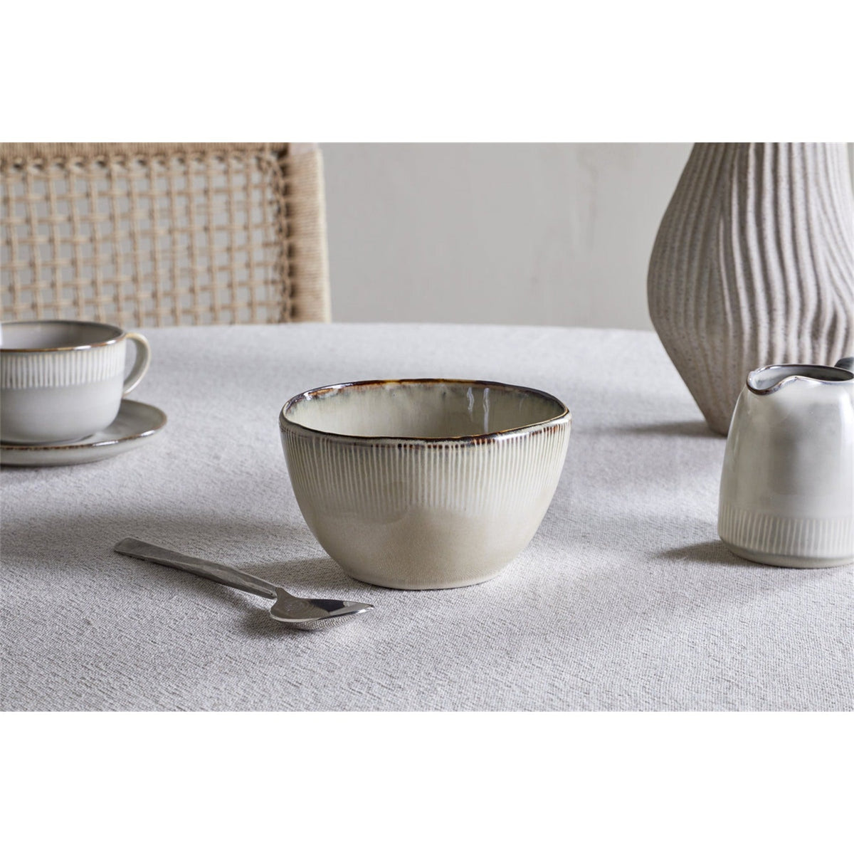 Malia Fluted Breakfast Bowl - Cream