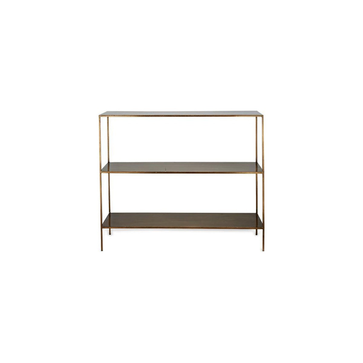 Mahi 3 Tier Iron Console Table - Antique Brass