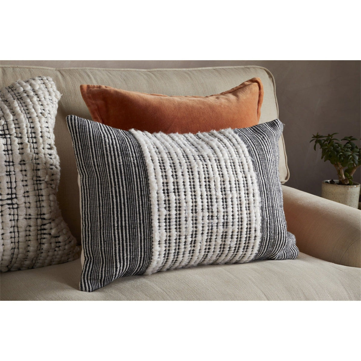 Mika 60 x 40cm Recycled Cushion Cover - Black & Natural