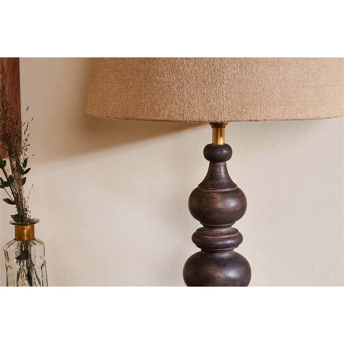 Manua Large Wood Table Lamp Base - Dark Stain