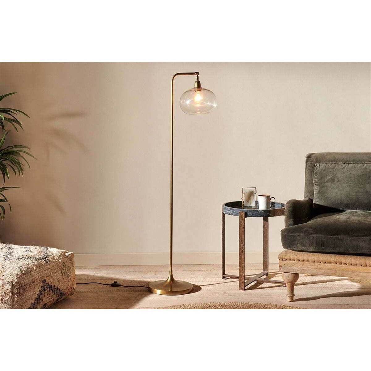 Mulia Recycled Glass Floor Lamp - Antique Brass