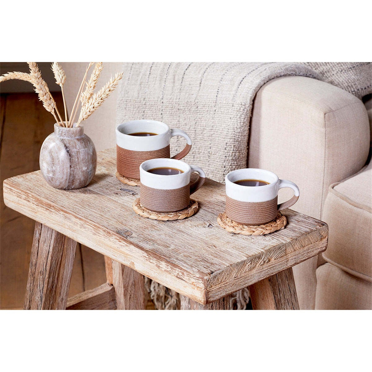 Mali Ribbed Espresso Mug - White - Set of 2