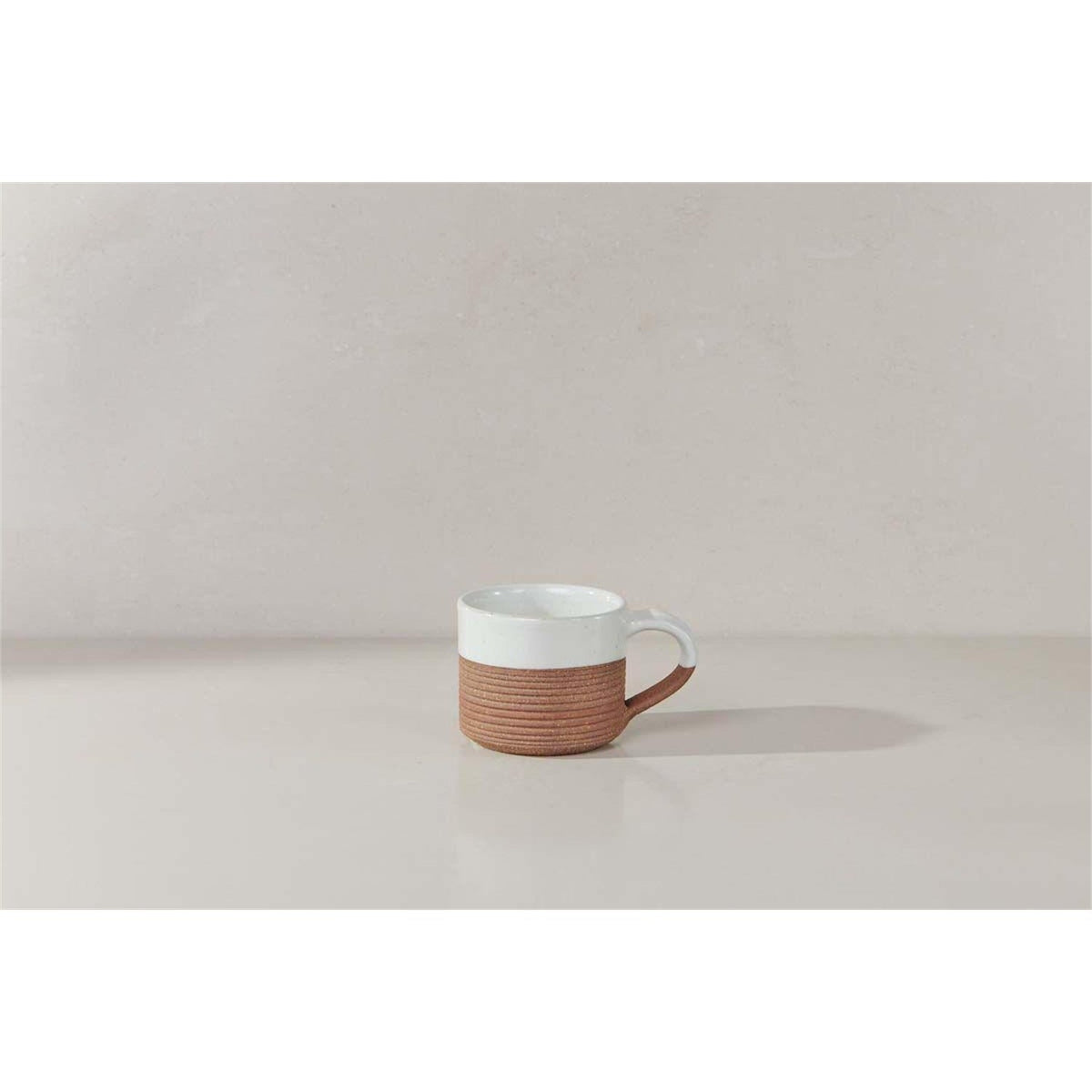 Mali Ribbed Espresso Mug - White - Set of 2