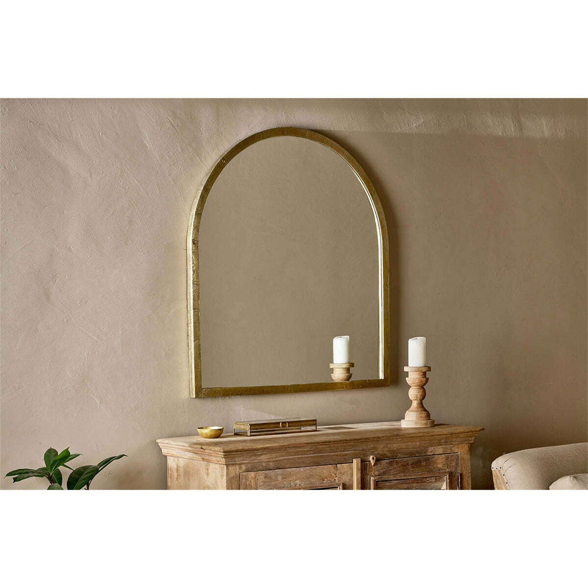 Murwara Arched Wall Mirror - Antique Brass