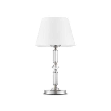 Riverside table lamp in chrome with white shade, ideal for modern desk or side table lighting.