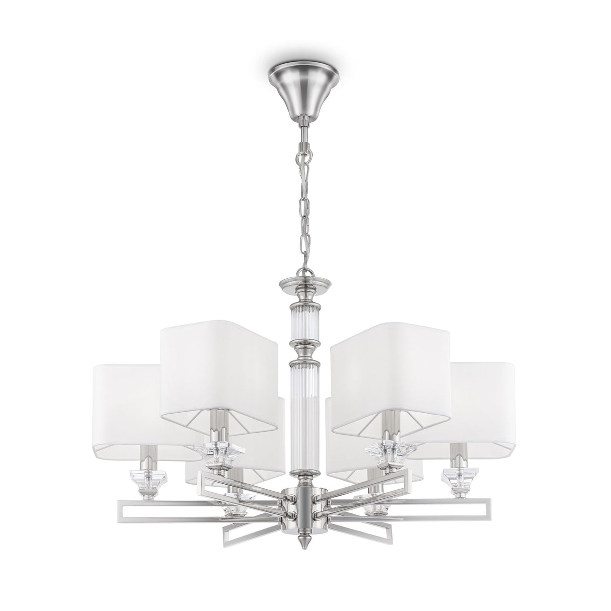 Ontario 6 Light Chandelier in Chrome, a stylish multi-light chandelier with a polished chrome finish for elegant interiors.
