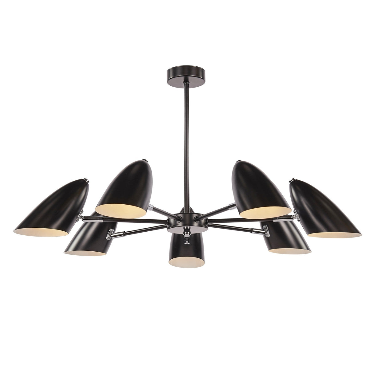 Aida 7 Light Chandelier in black, designed to add a striking, contemporary touch to any space