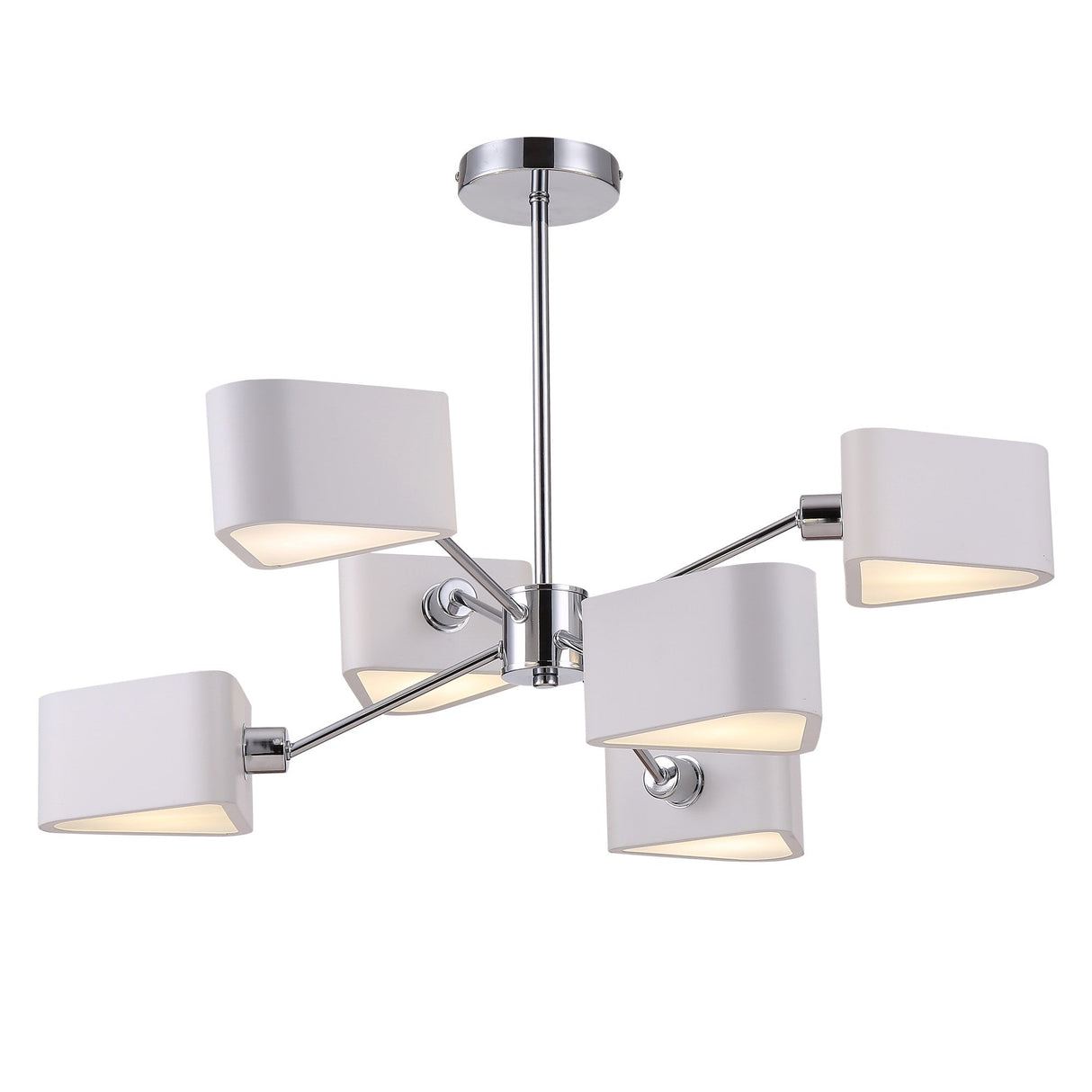 Brianne 6 Light Chandelier in Chrome, a statement chandelier with six lights and a polished chrome finish.