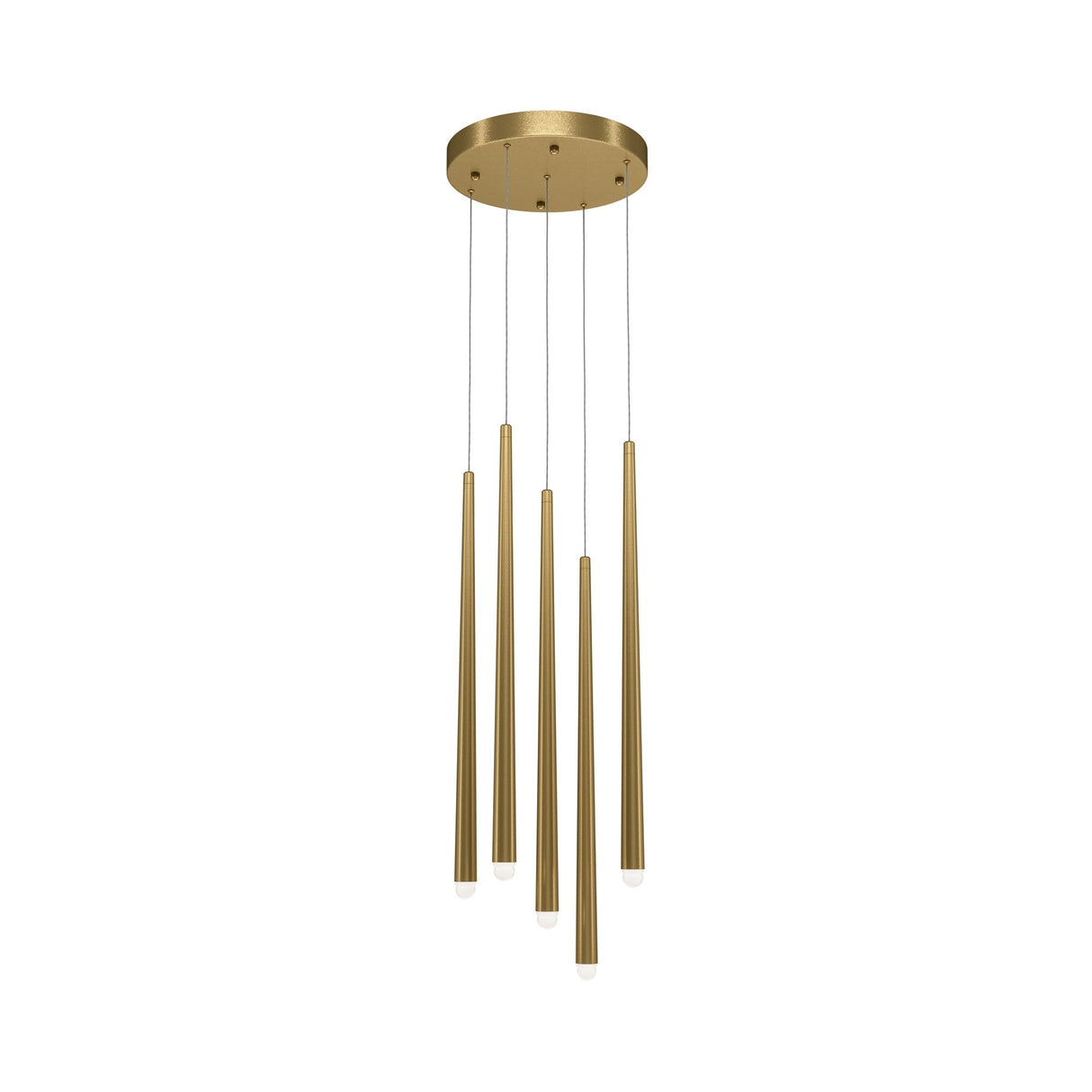 Cascade LED Cluster Pendant Light in Brass with multiple lights arranged in a cluster, adding visual interest and warm ambiance.