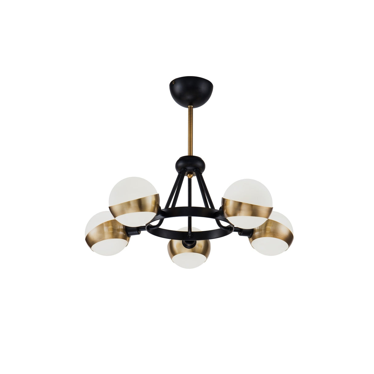 Silvia 5 light chandelier in black, adding an elegant and luxurious touch to interior spaces.