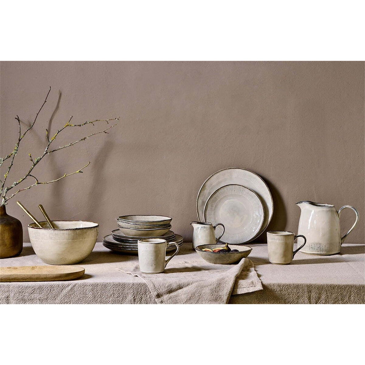 Malia Fluted Stoneware Side Plate - Cream