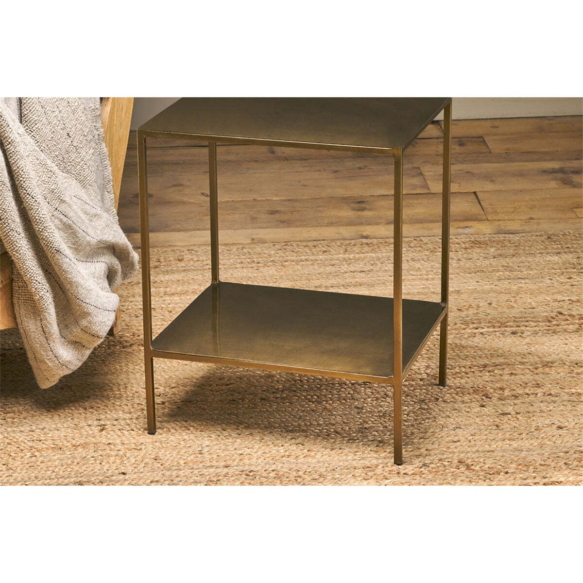 Mahi 2 Tier Iron Side Table - Antique Brass