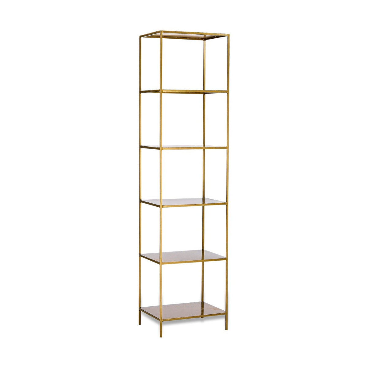 Mahi 170 x 46 x 36cm Shelving Unit - Antique Brass