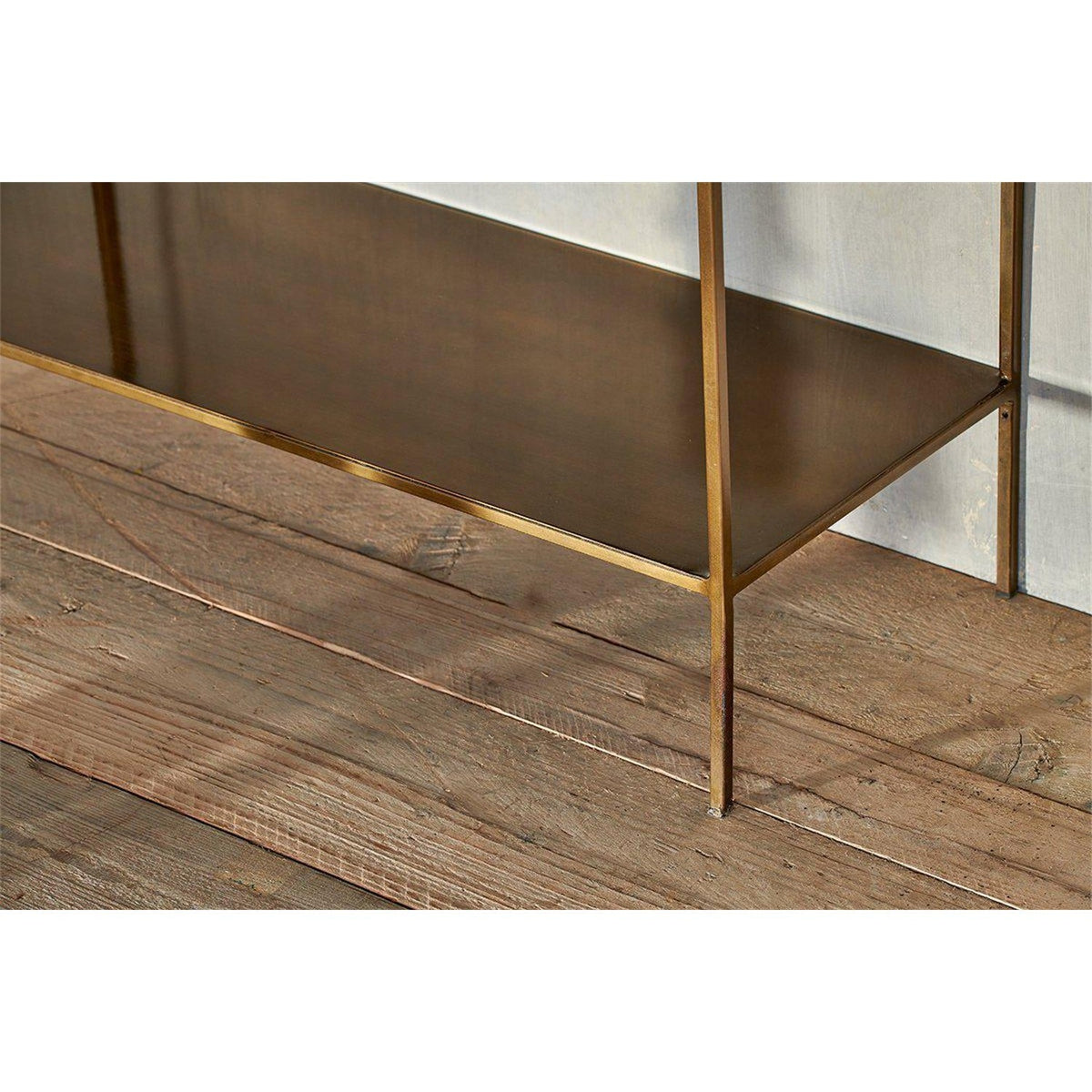 Mahi Wide Shelving Unit - Antique Brass