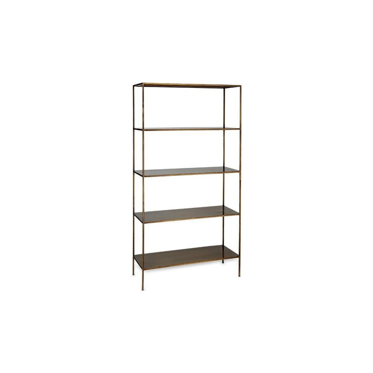 Mahi Wide Shelving Unit - Antique Brass