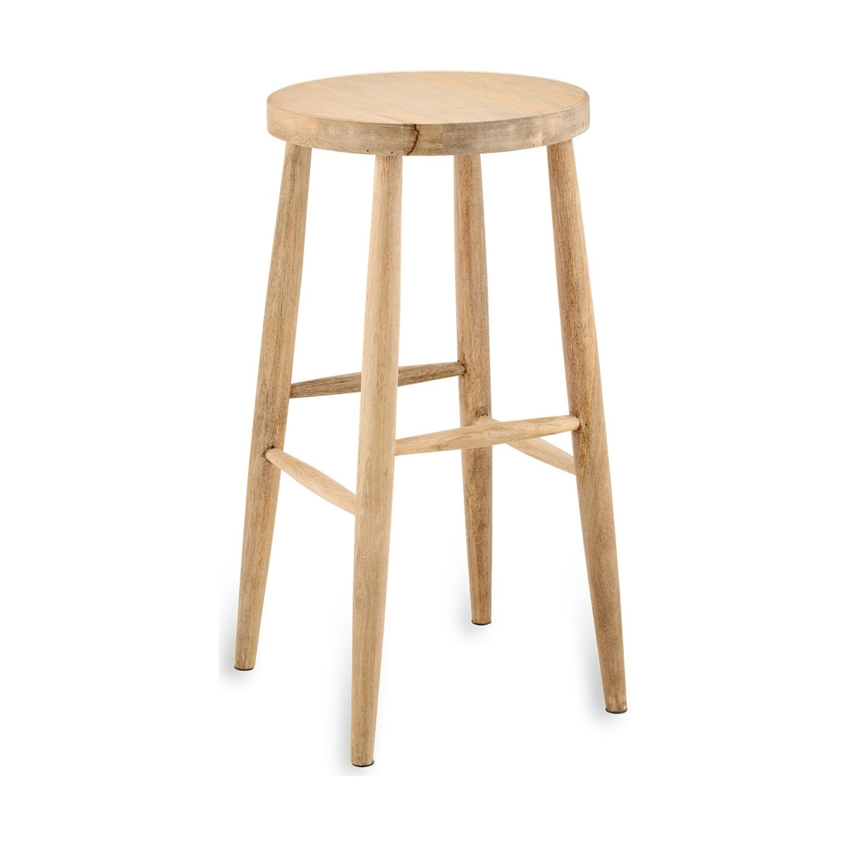 Mengwi Round Mango Wood Bar Stool - Natural