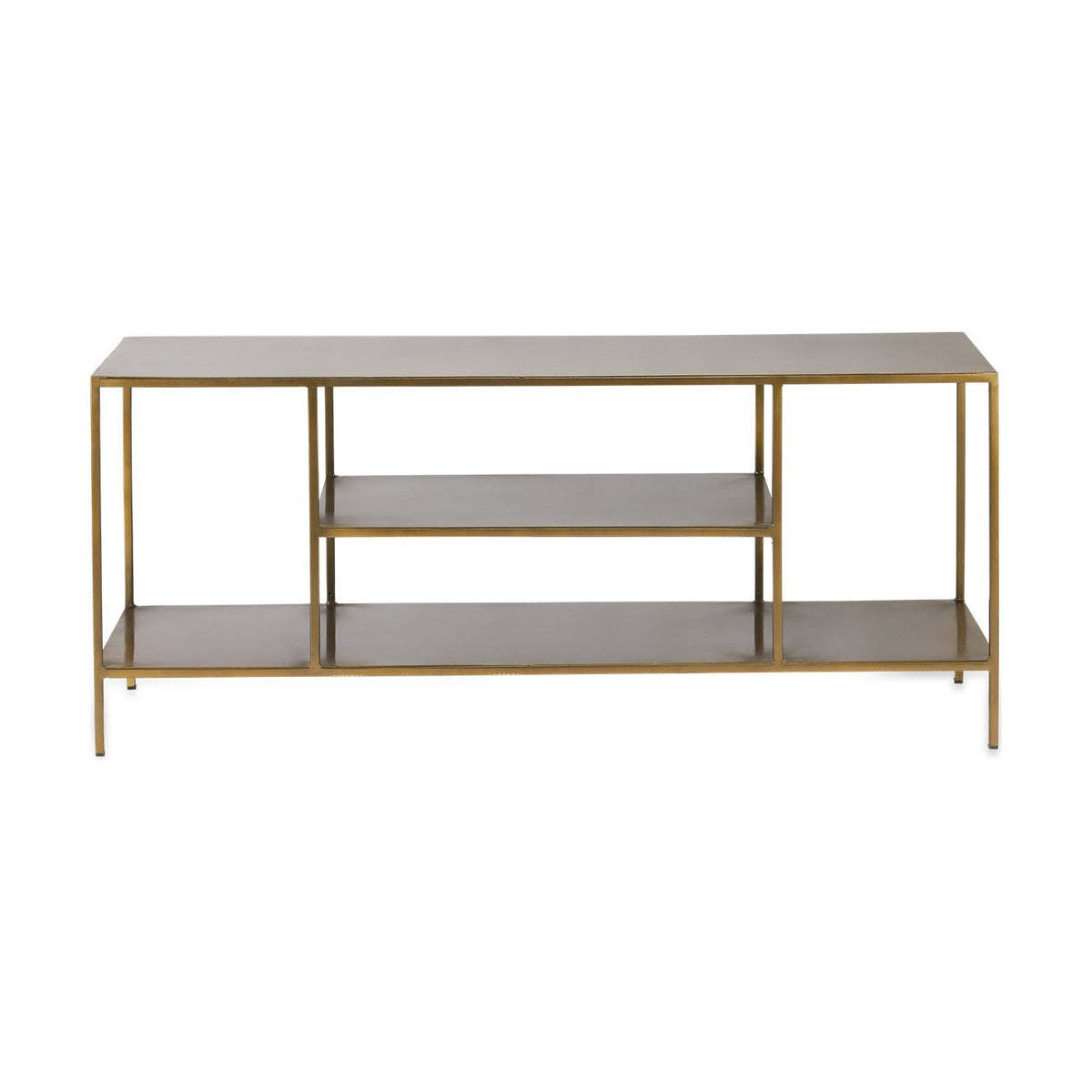 Mahi Iron Media Shelving Unit - Brass
